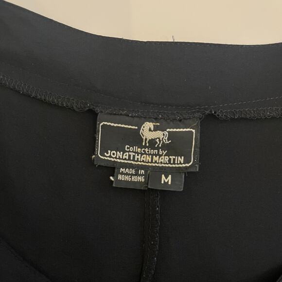 Jonathan Martin 100% Silk Blouse Medium Top Black Dolman Sleeve Timeless Vintage - Picture 5 of 11